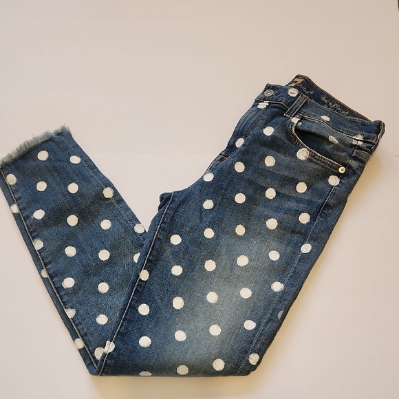 7 For All Mankind Women's Polka Dot Jeans Size 29 - Factory Original Print - Picture 1 of 12